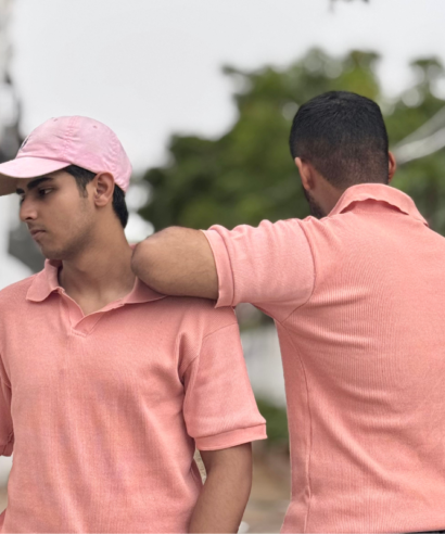 Knitted V-Neck Polo Shirt